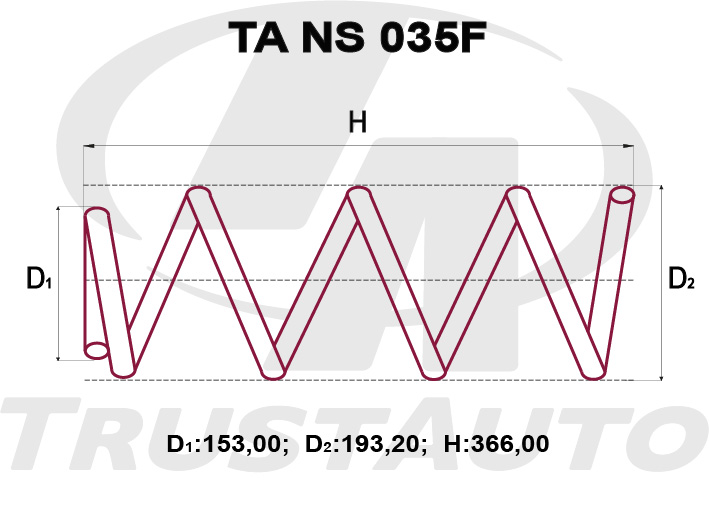 Пружина подвески усиленная (TA) TA NS 035F TRUSTAUTO TANS035F